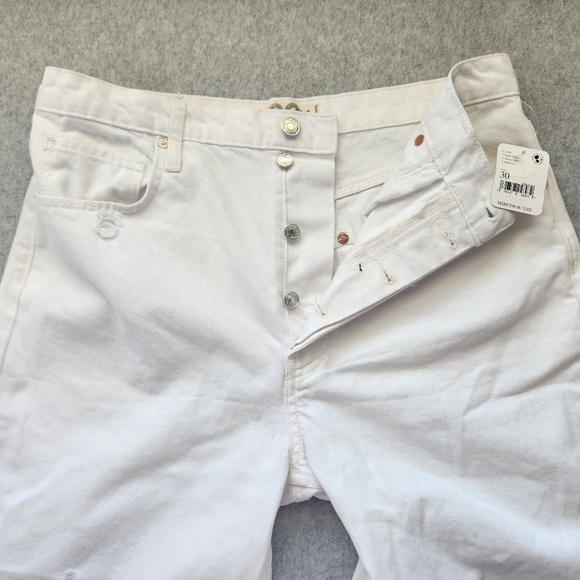 We the Free People Women Tapered Baggy Jeans White Sz 30 Distressed Hi-Rise NWT - Picture 8 of 12